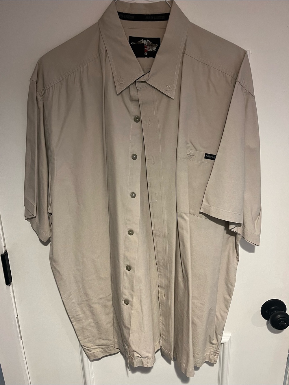 Harley-Davidson Beige Short Sleeve Button-Down Shirt